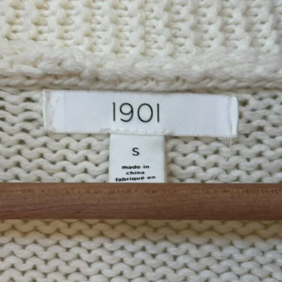 1901 Cream Shawl Collar Button Cardigan Sweater Size Small - Picture 5 of 11